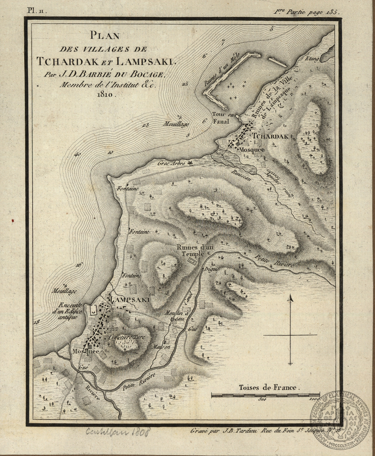 Plan des villages de Tchardak et Lampsaki.